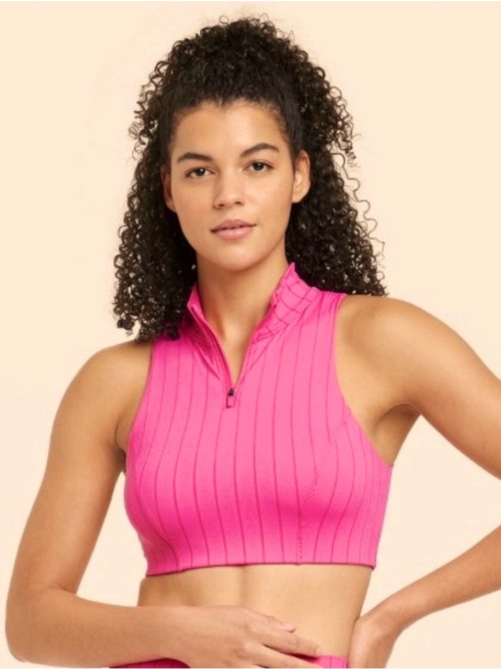 NWT! JoyLab Women’s High Neck Zip-Up Sports Bra Hot Pink - Size XXL